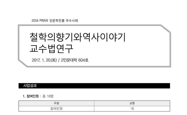 [PRIME사업] 2016 철학의향기와역사이야기 교수법연구