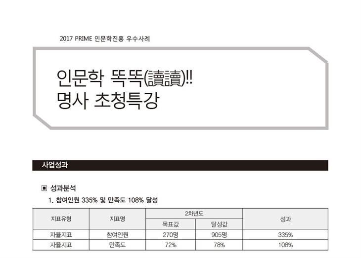 [PRIME사업] 2017 인문학 똑똑(讀讀)!! - 명사 초청특강