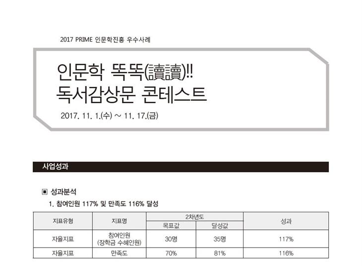 [PRIME사업] 2017 인문학 똑똑(讀讀)!! - 독서감상문 콘테스트